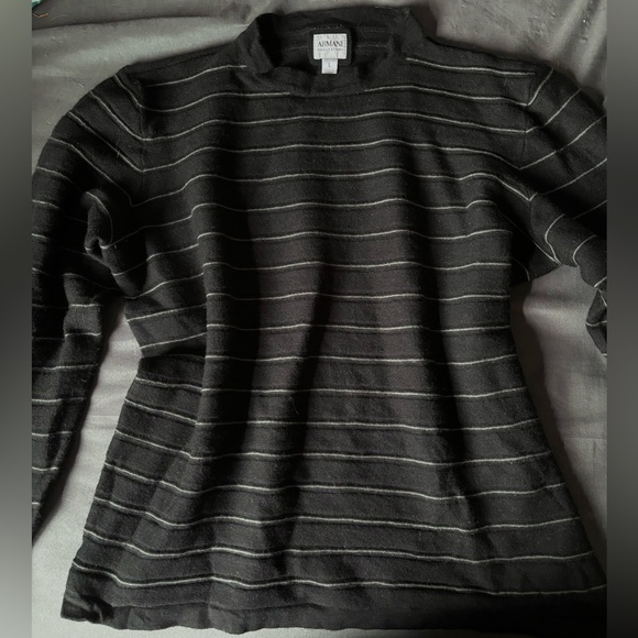 Armani Collezioni Men’s Black and White Striped Sweater - Picture 5 of 6